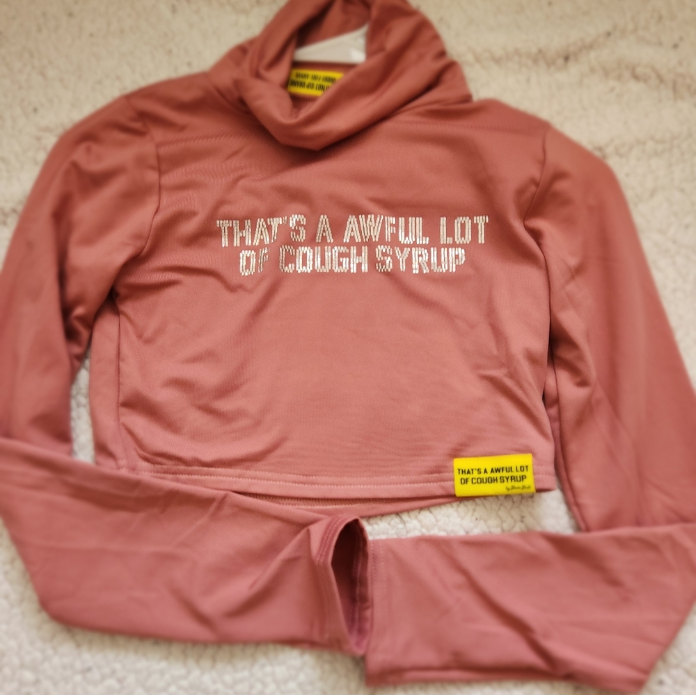 THAT'S A AWFUL LOT OF COUGH SYRUP PINK CROPPED TOP WITH SPARKLING LETTERING